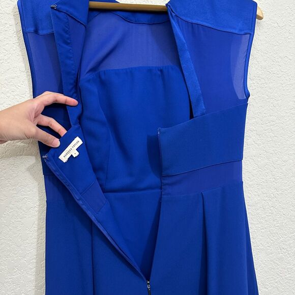 REBECCA TAYLOR Royal Blue Sheath Mini Dress Sheer Accent Cut-Out Back NWOT - Picture 7 of 12